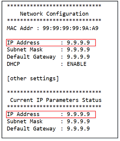 Network configuration report